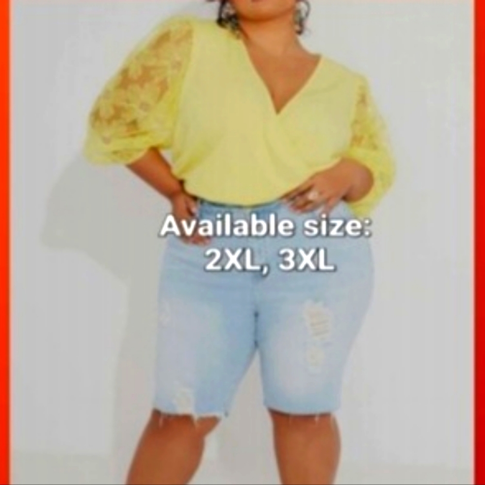 Ashley Stewart curvy girl lemon top